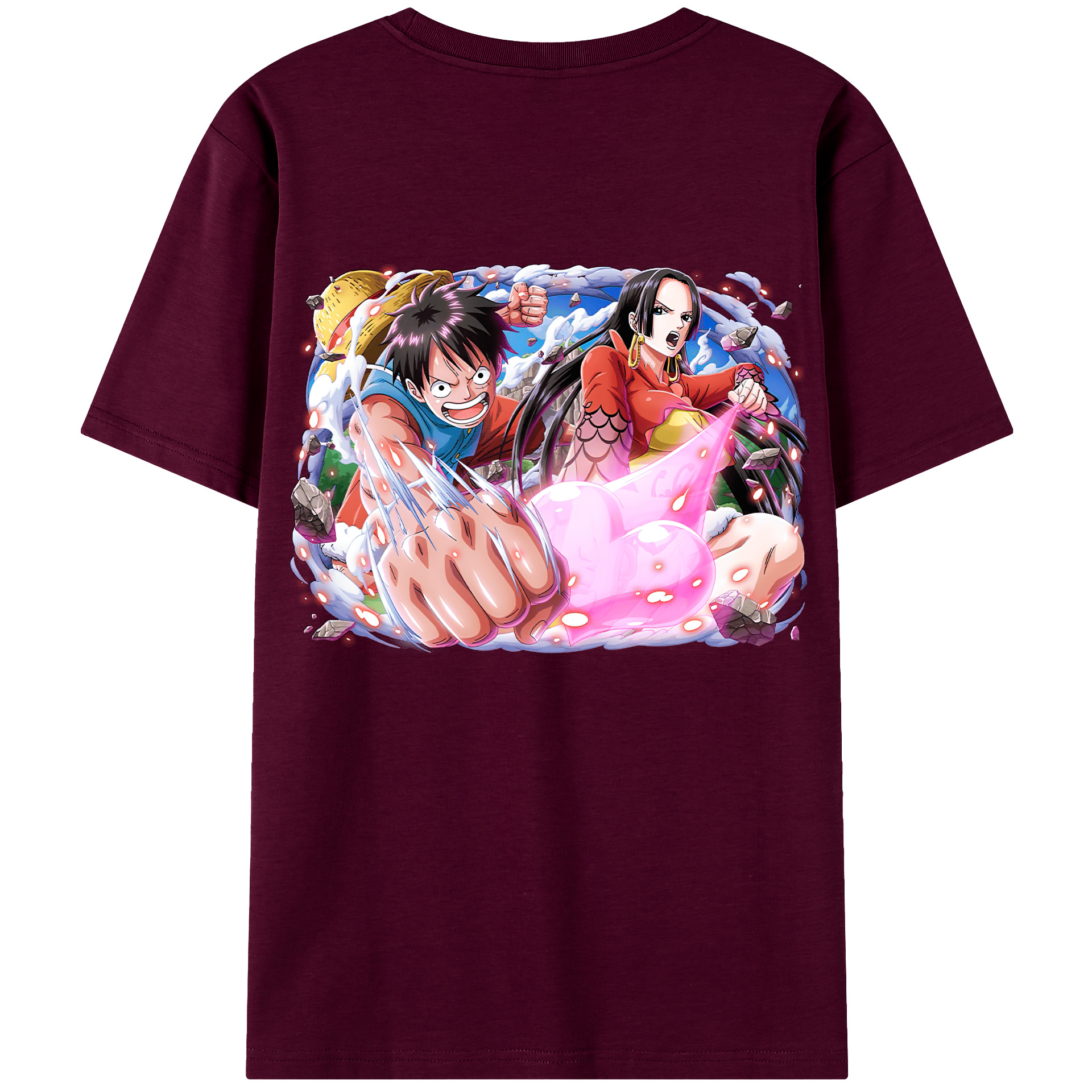 ワンピース モンキー・D・ルフィ ONE PIECE Monkey D. Luffy レディース半袖Tシャツ(バックプリント)